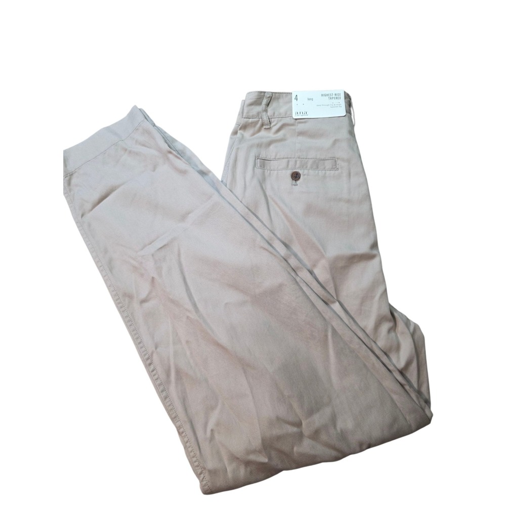 A.N.A Highest Rise Tapered Khaki‎ Pants Easy Hip Thigh Women's Size 4 Long